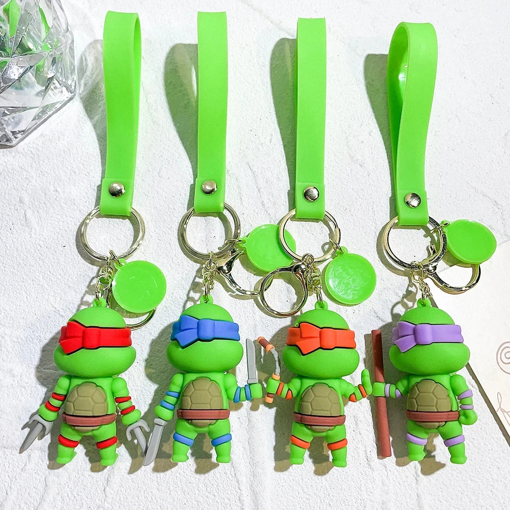 Anime Ninja Turtle Figure Keychain Teenage Mutant Ninja Turtles Raphael Donatello Doll Keyring Car Key Bag Ornament Gift