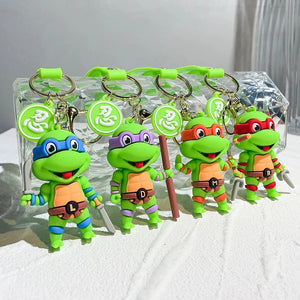 Anime Ninja Turtle Figure Keychain Teenage Mutant Ninja Turtles Raphael Donatello Doll Keyring Car Key Bag Ornament Gift